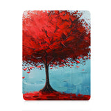 front view of personalized iPad case with pencil holder and Tree Painting design