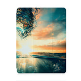 front view of personalized iPad case with pencil holder and Sea Waves design