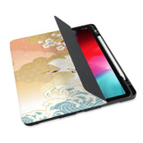 personalized iPad case with pencil holder and Japanese Pattern design - swap