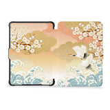 the whole front and back view of personalized kindle case paperwhite case with Japanese Pattern design