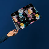 personalized microsoft laptop case features a lightweight two-piece design and Black Flower print