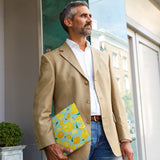 A business man carrying personalized microsoft surface case with Fruit design in the park