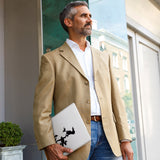 A business man carrying personalized microsoft surface case with Extreme Sports design in the park