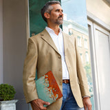 A business man carrying personalized microsoft surface case with Rusted Metal design in the park