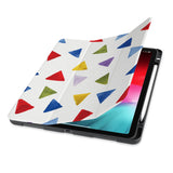 front view of personalized iPad case with pencil holder and Geometry Pattern design